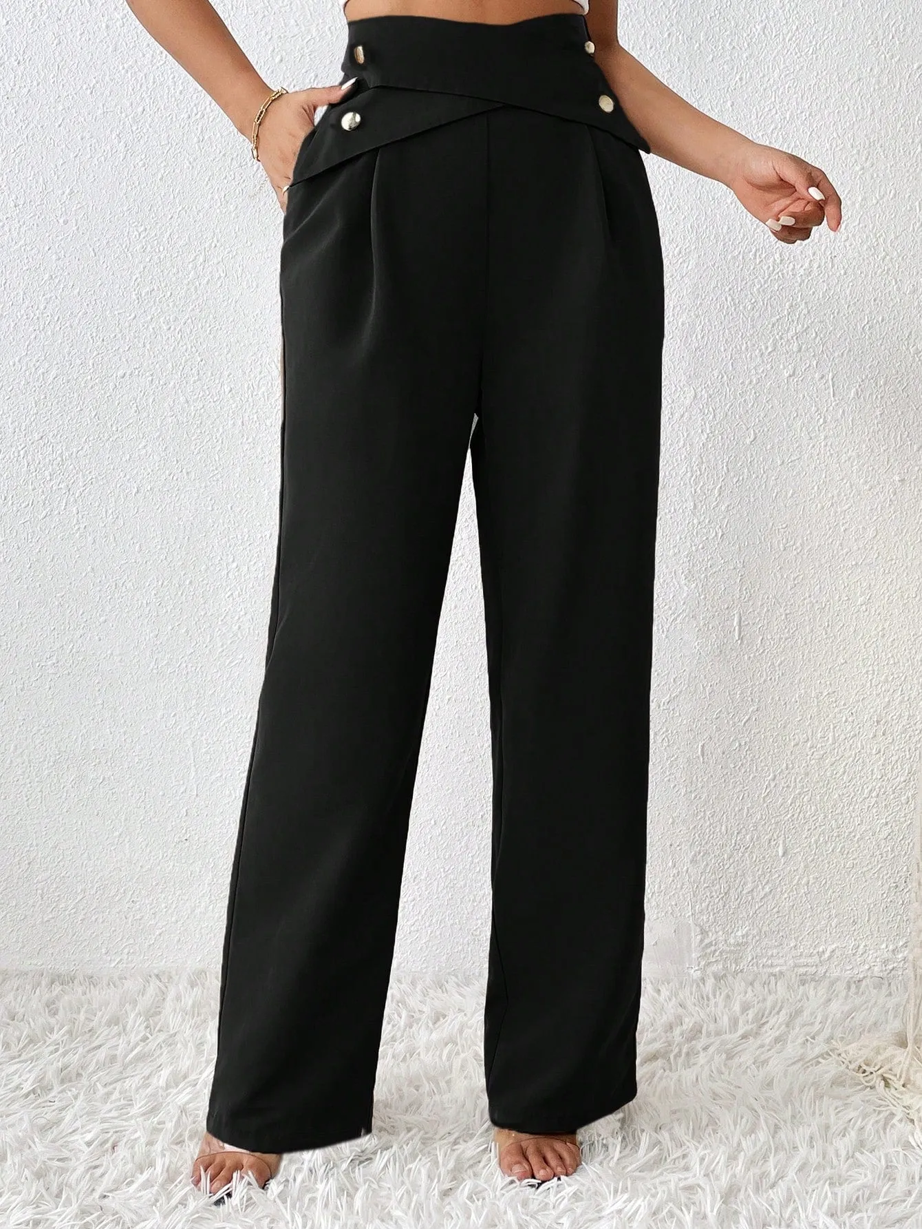 High Waist Criss Cross Wide Leg Pants