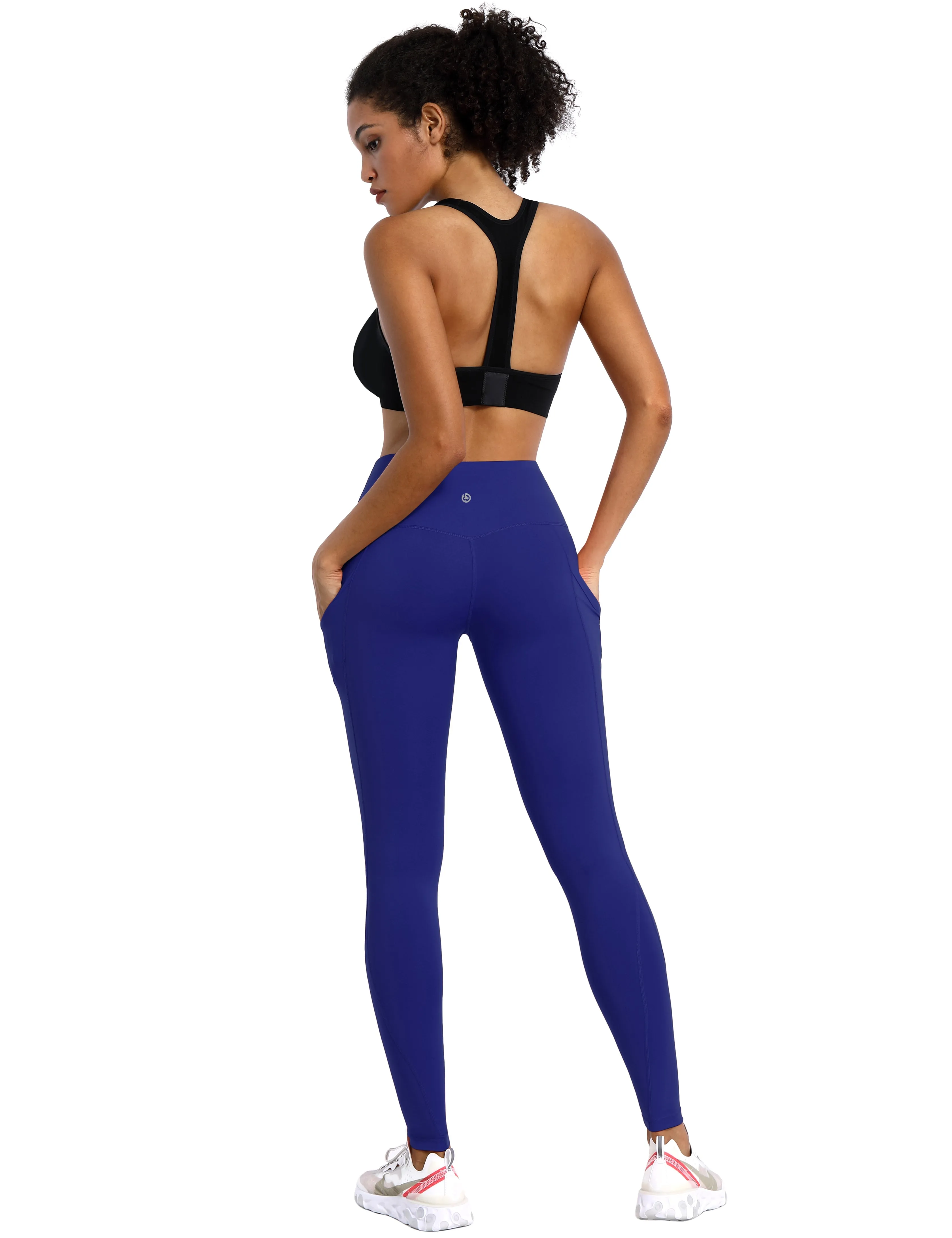 High Waist Side Pockets Biking Pants navy_Biking