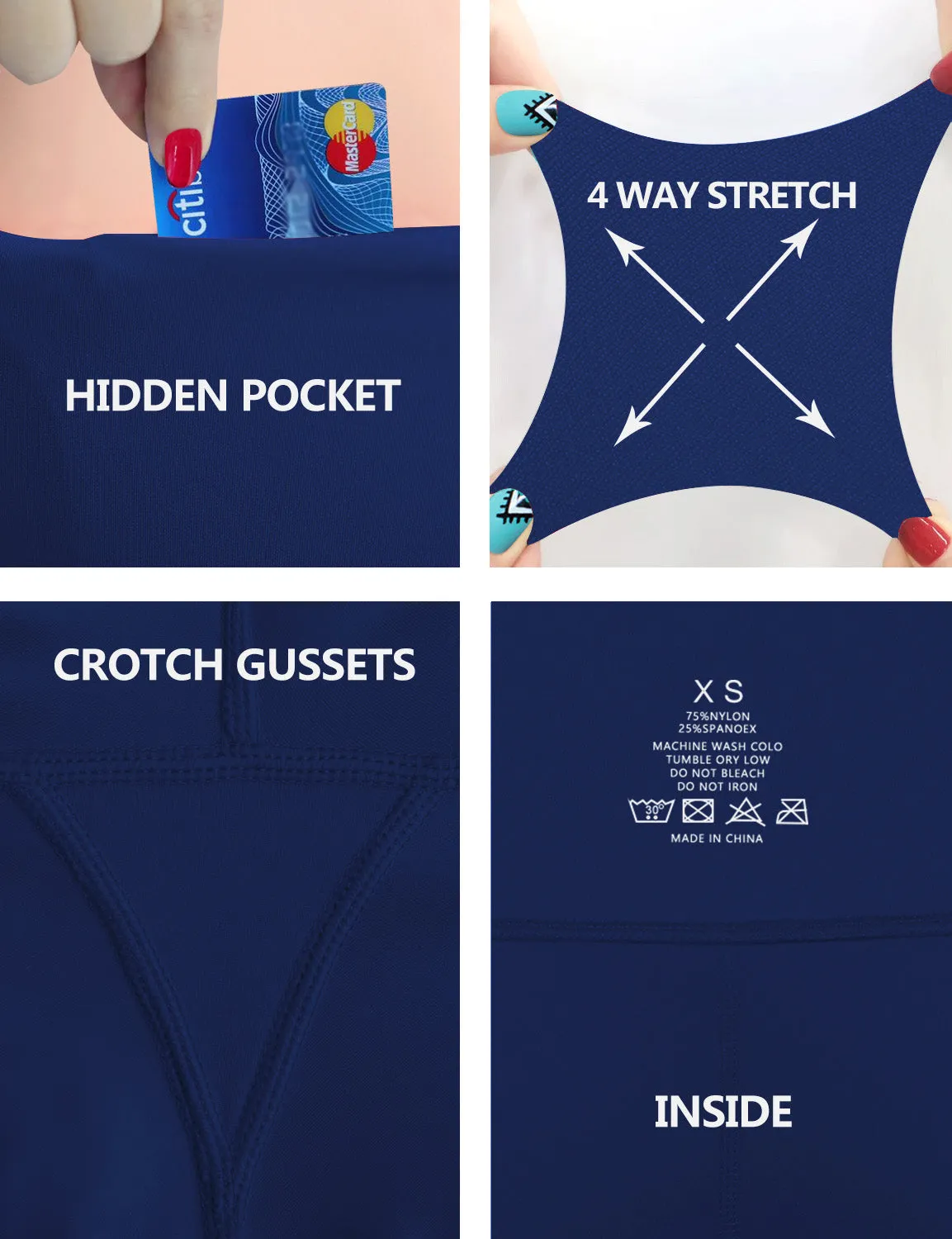 High Waist Side Pockets Biking Pants navy_Biking