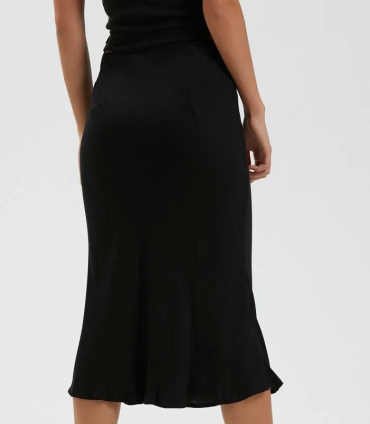 Janey Recycled Midi Skirt - Black