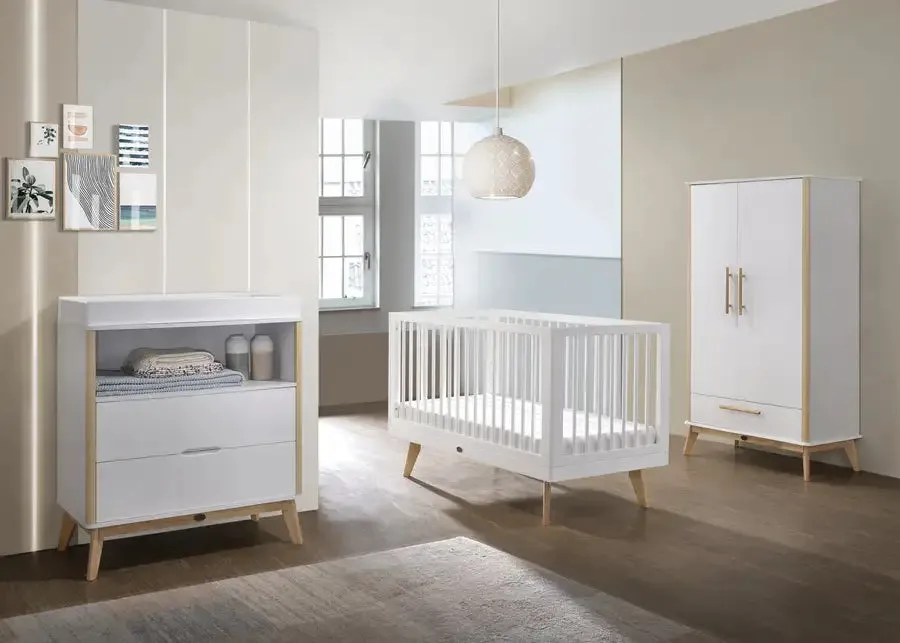 Kapai VESTA Drop Side Wooden Baby Cot - White