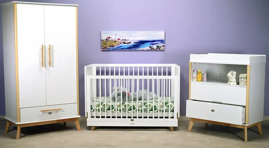 Kapai VESTA Drop Side Wooden Baby Cot - White