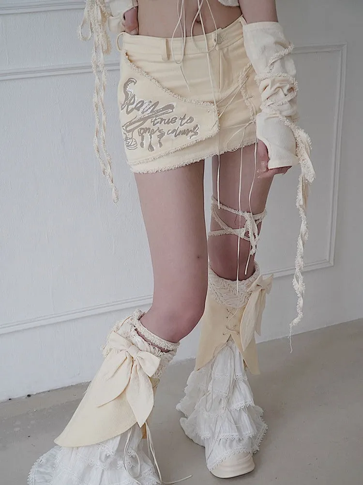 Lace-Up Wrap Nichi Asymmetry Tight Mini-Skirt