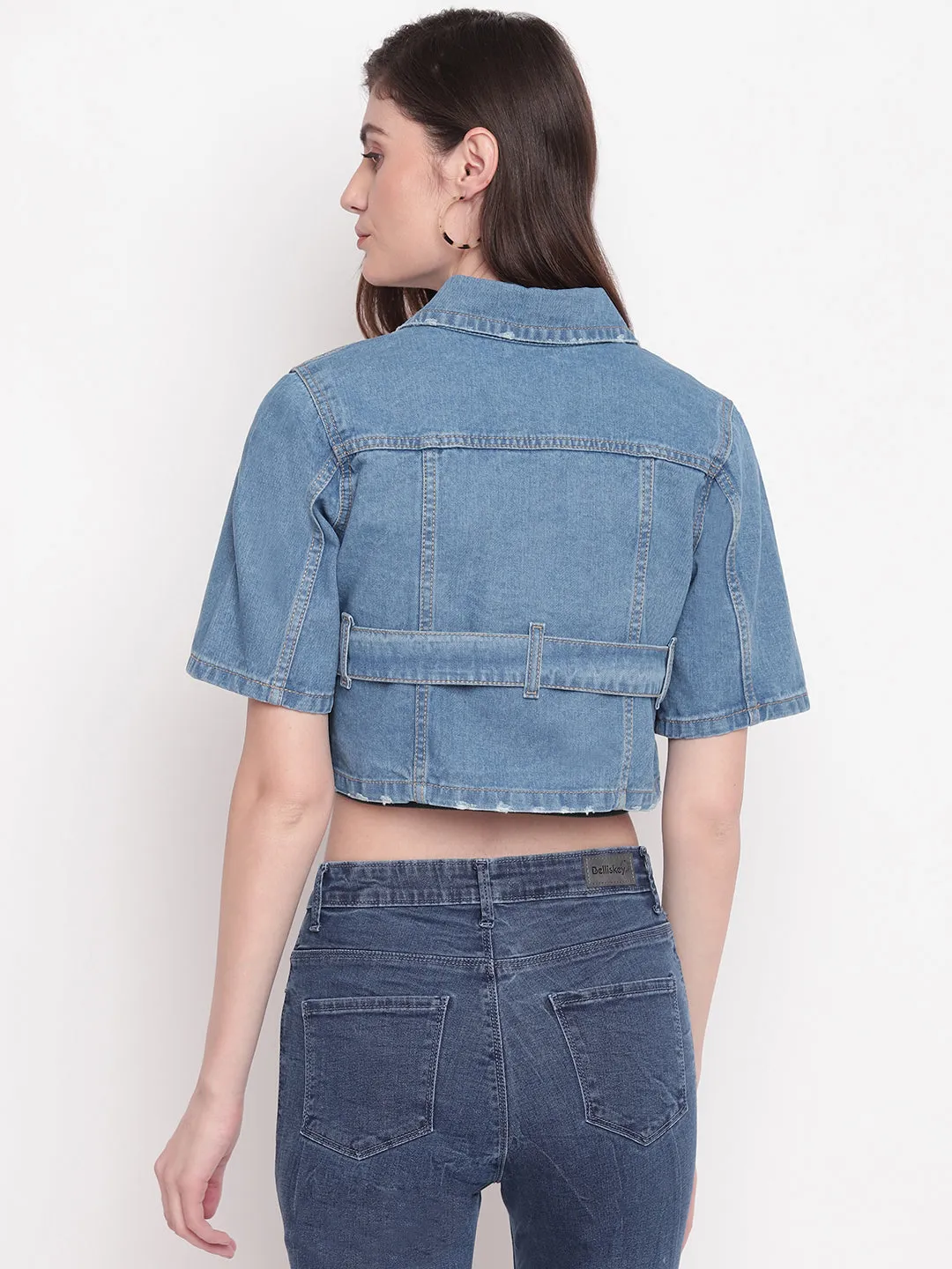Light Blue Cropped Denim Jacket