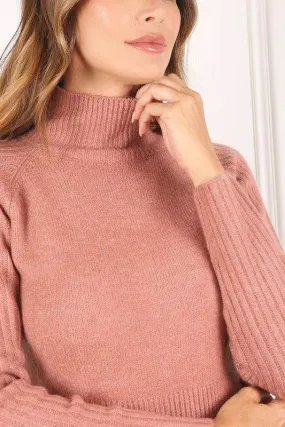 Lilou Crop Mock Neck Raglan Long Sleeves Stretch Sweater