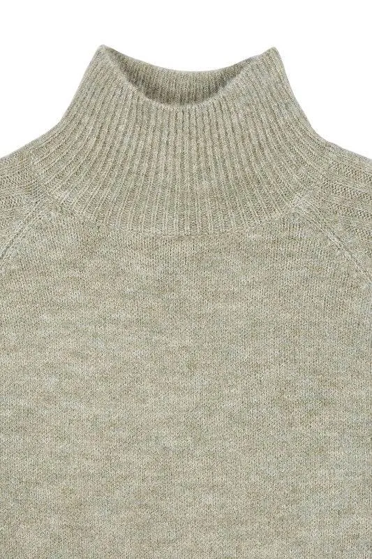 Lilou Crop Mock Neck Raglan Long Sleeves Stretch Sweater
