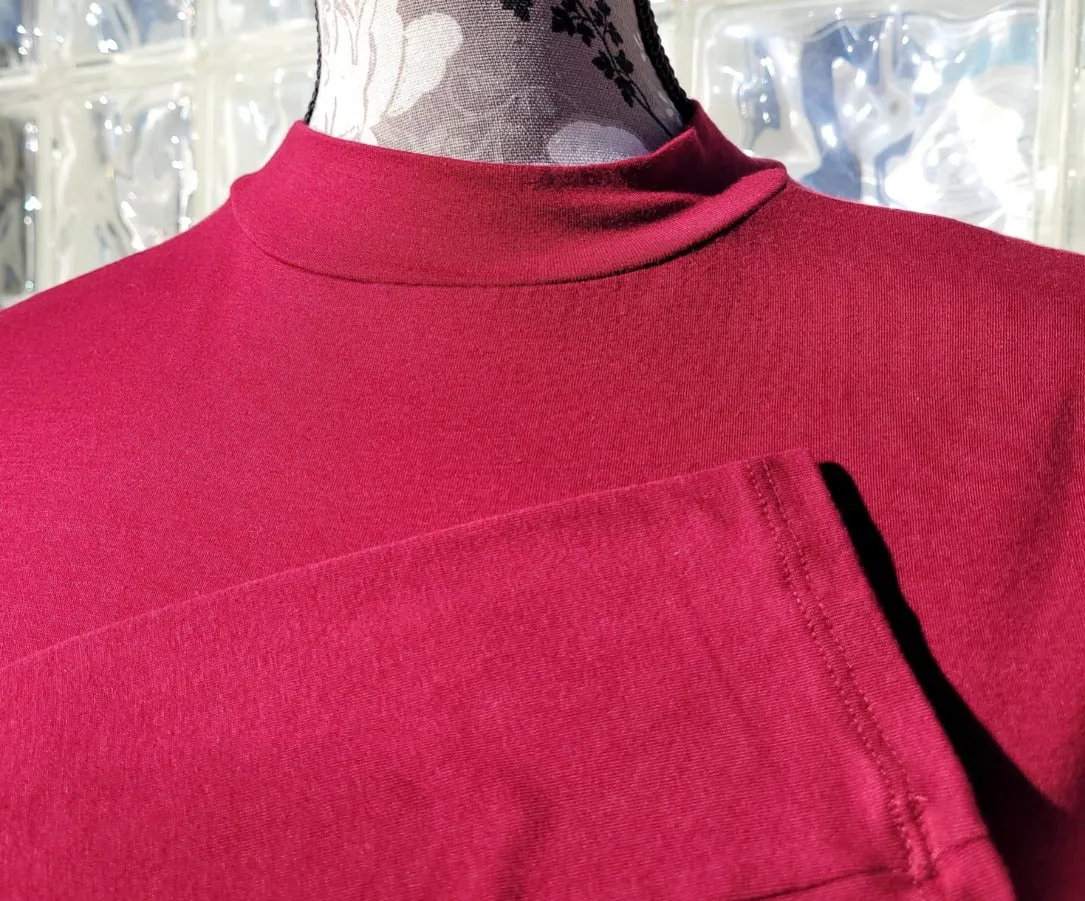 Long Sleeve Slim Fit Cabernet Mock Turtleneck Top