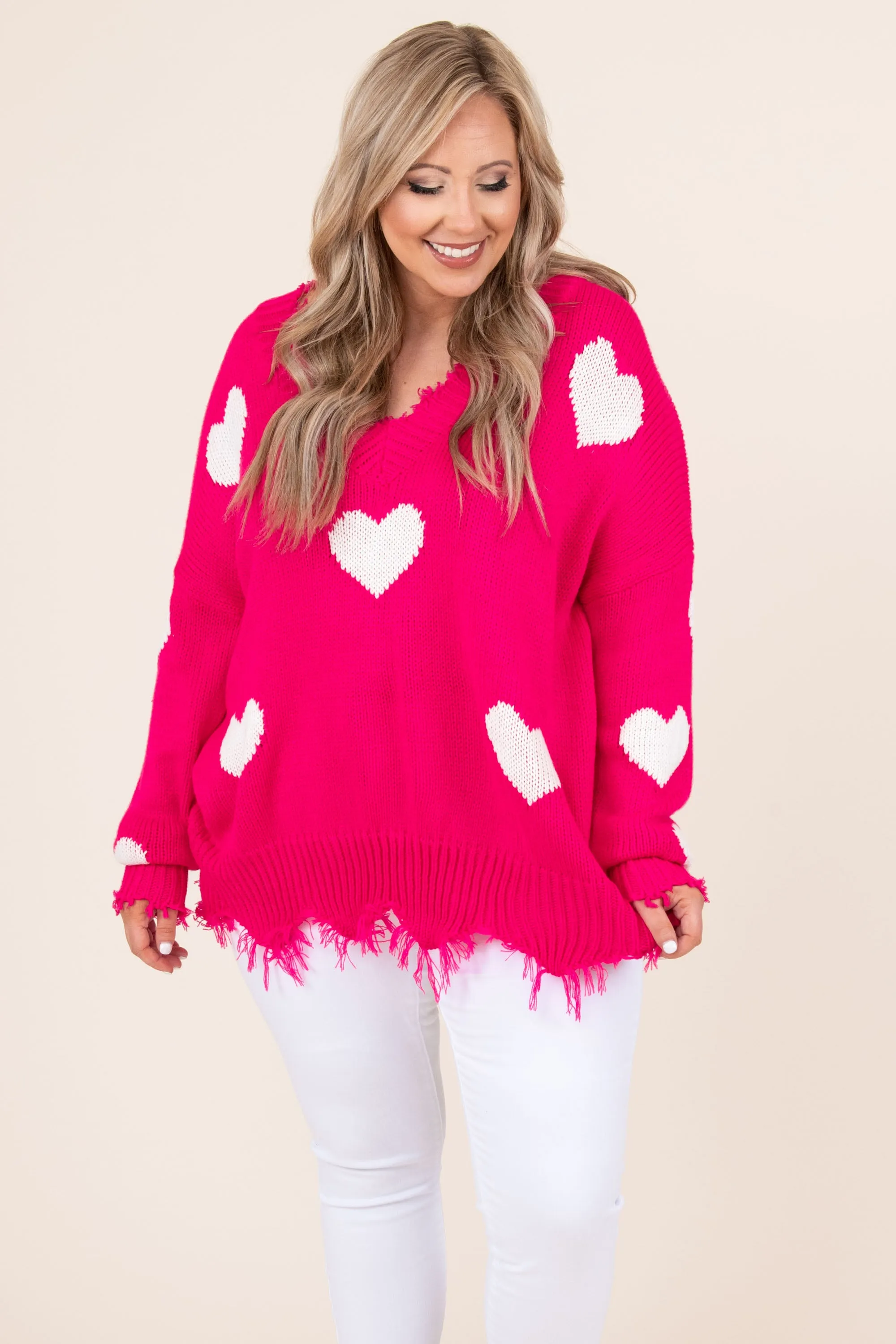 Looking For A Lover Sweater, Neon Fuchsia