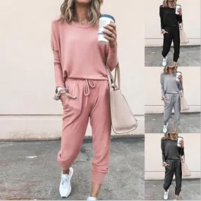 Loose Solid Color Long-sleeved Casual Suit