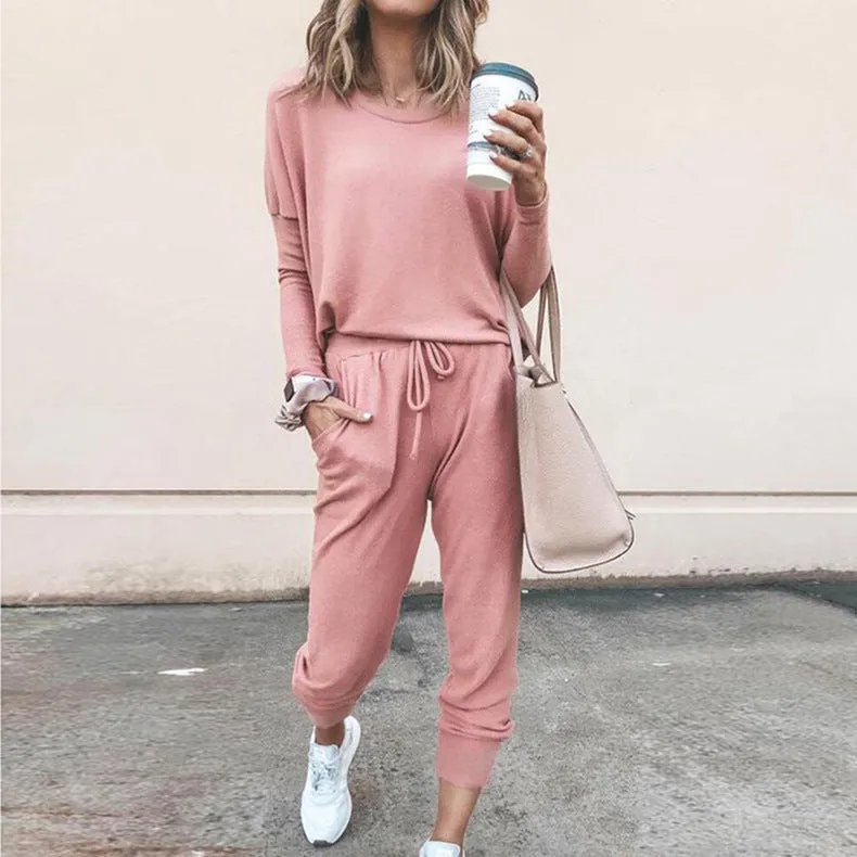 Loose Solid Color Long-sleeved Casual Suit