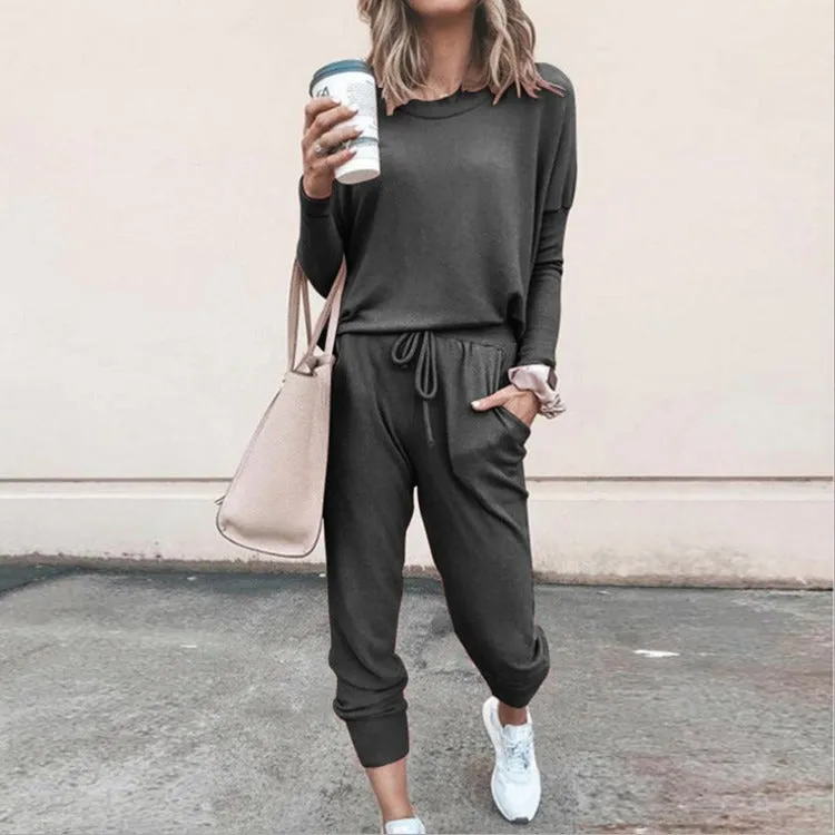 Loose Solid Color Long-sleeved Casual Suit