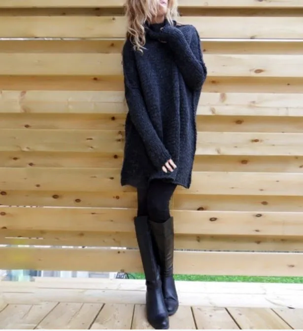 Loose Turtleneck Solid Color Women Pullover Sweater
