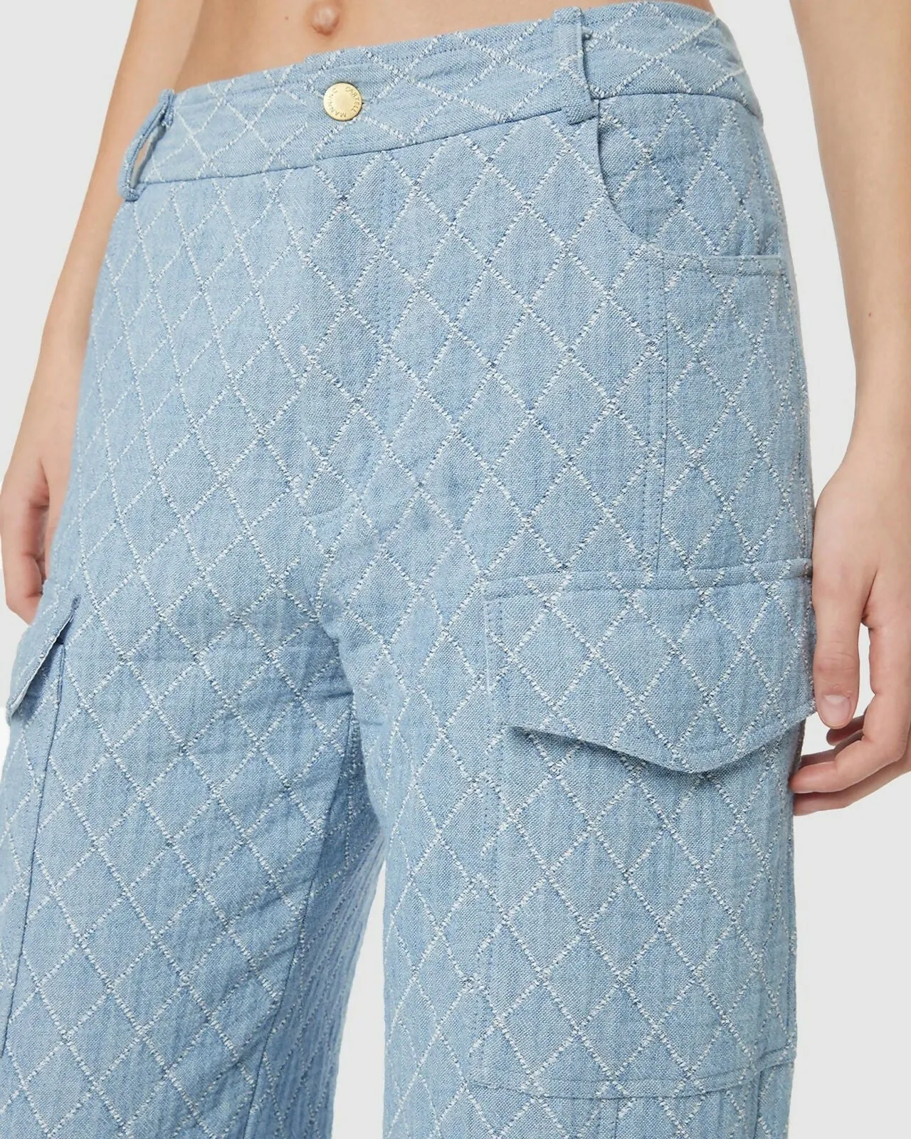 Manning Cartell Quilted Denim Corset and Cargo Pant Set Blue Size AU 4