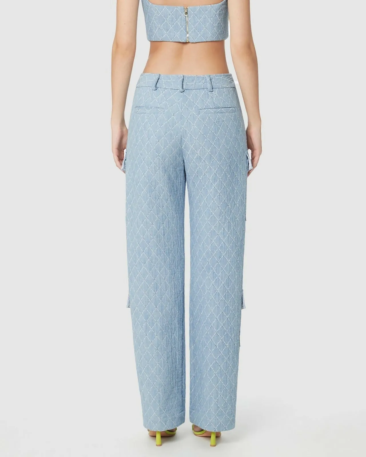 Manning Cartell Quilted Denim Corset and Cargo Pant Set Blue Size AU 4