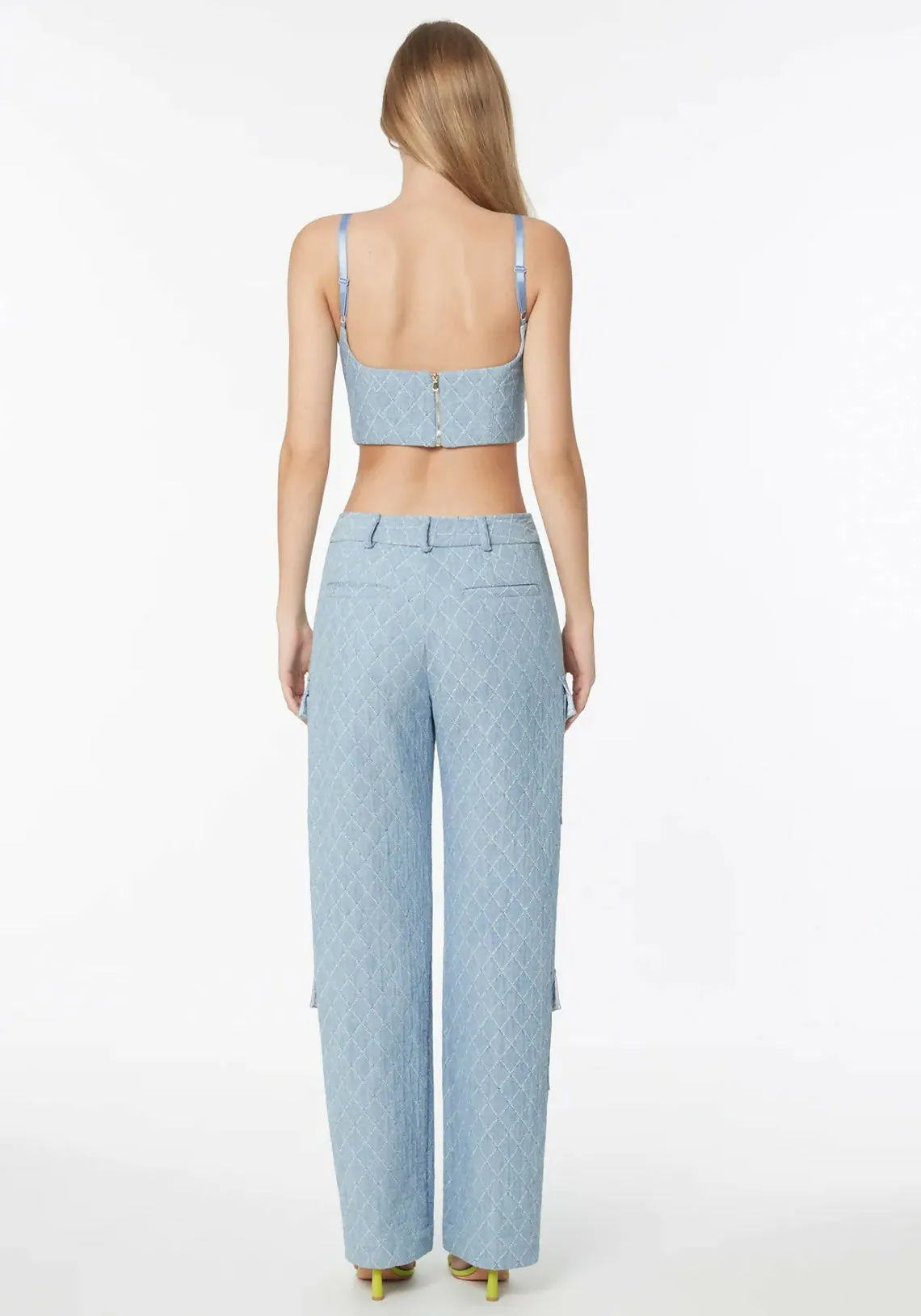 Manning Cartell Quilted Denim Corset and Cargo Pant Set Blue Size AU 4