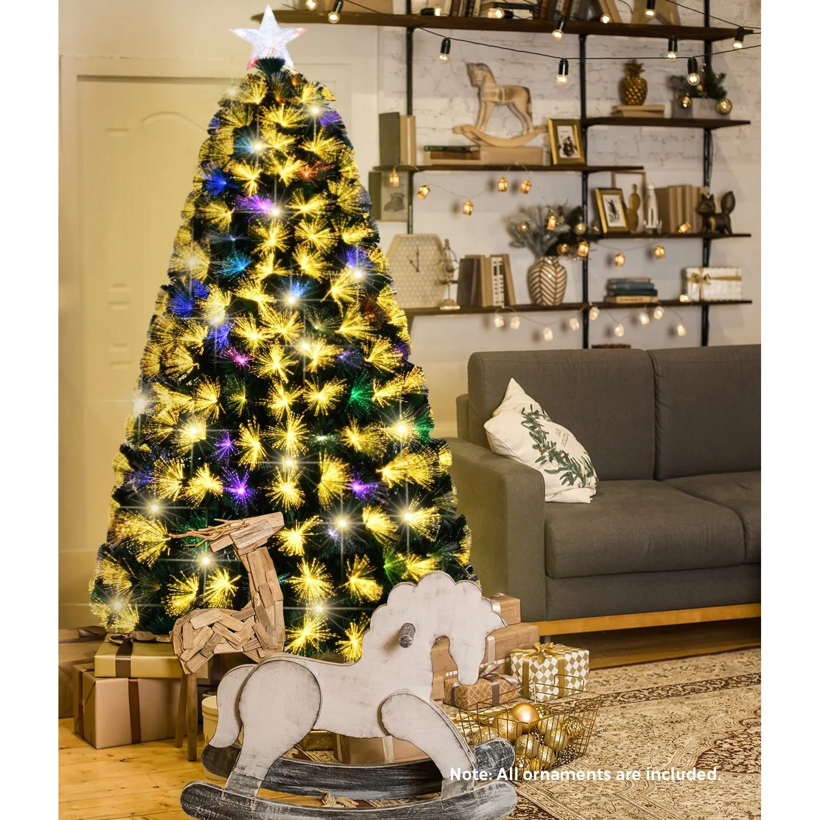 Mazam Christmas Tree 1.8M 6FT LED Xmas Trees Fibre Optic Multi Colour