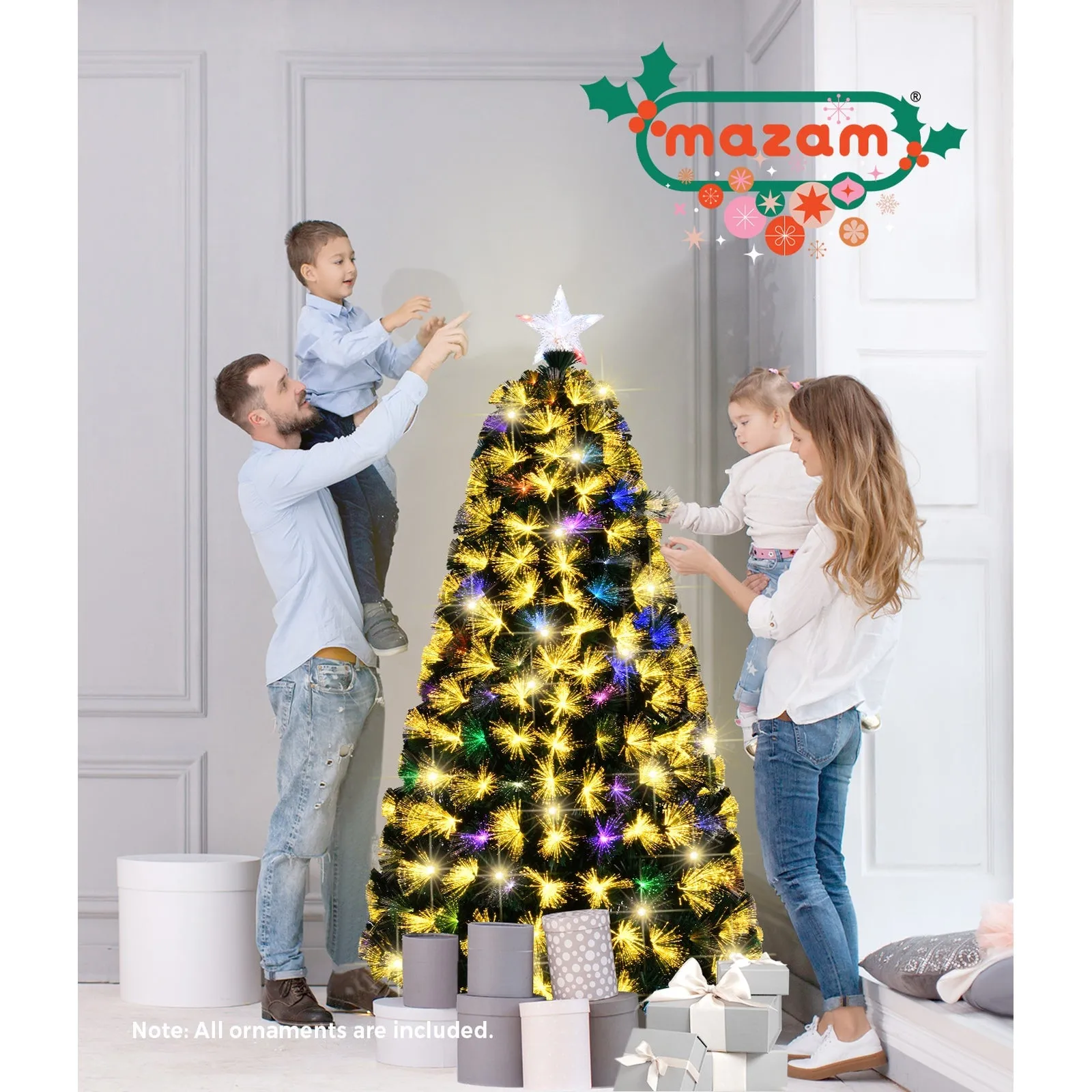 Mazam Christmas Tree 1.8M 6FT LED Xmas Trees Fibre Optic Multi Colour