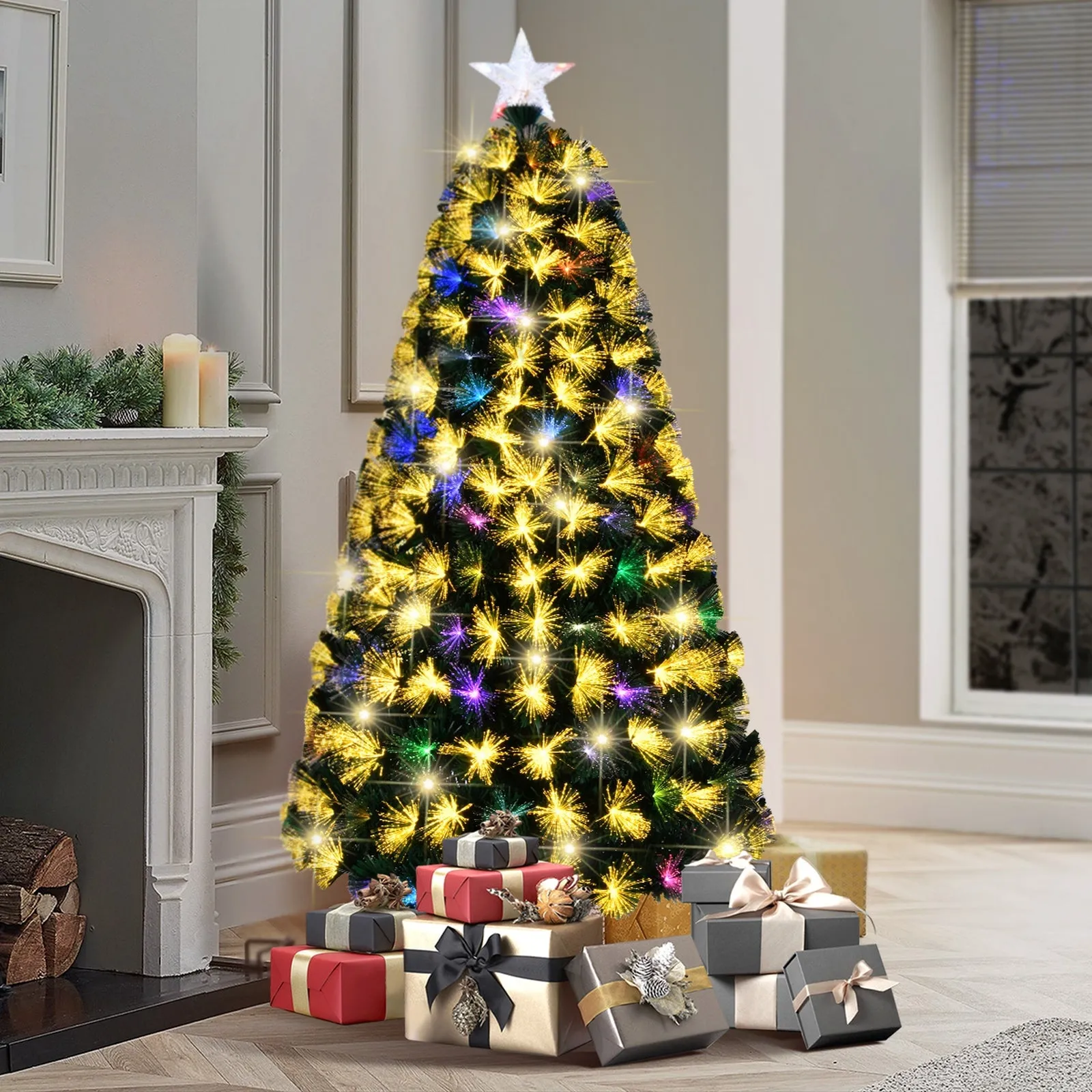 Mazam Christmas Tree 1.8M 6FT LED Xmas Trees Fibre Optic Multi Colour