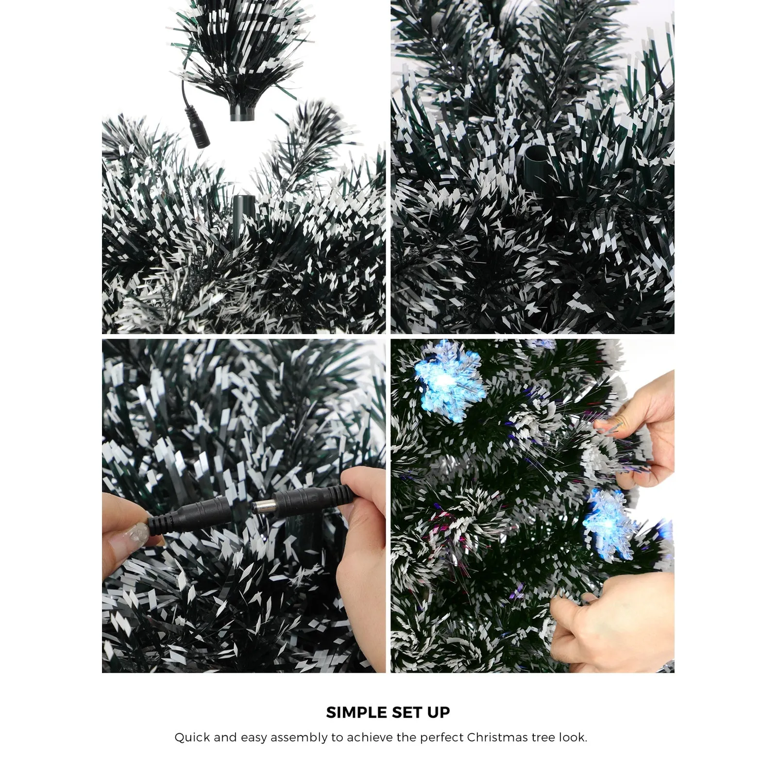 Mazam Christmas Tree 1.8M 6FT Snowflakes Xmas Decorations Green with LED lights