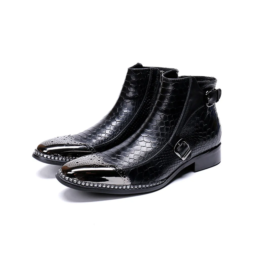Men Animal Pattern Zip Boots