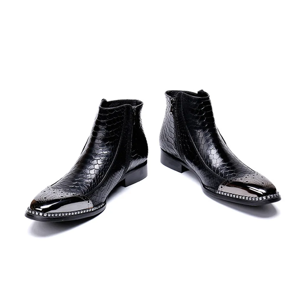 Men Animal Pattern Zip Boots