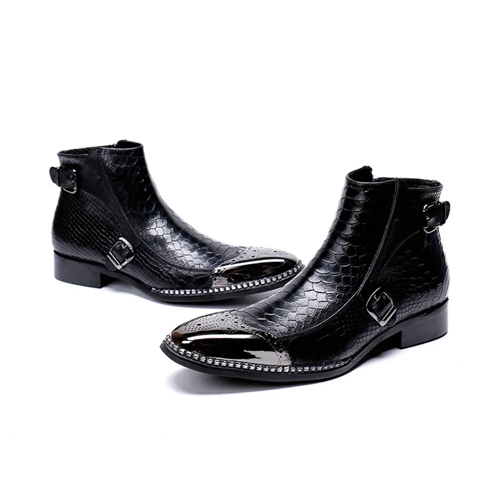 Men Animal Pattern Zip Boots