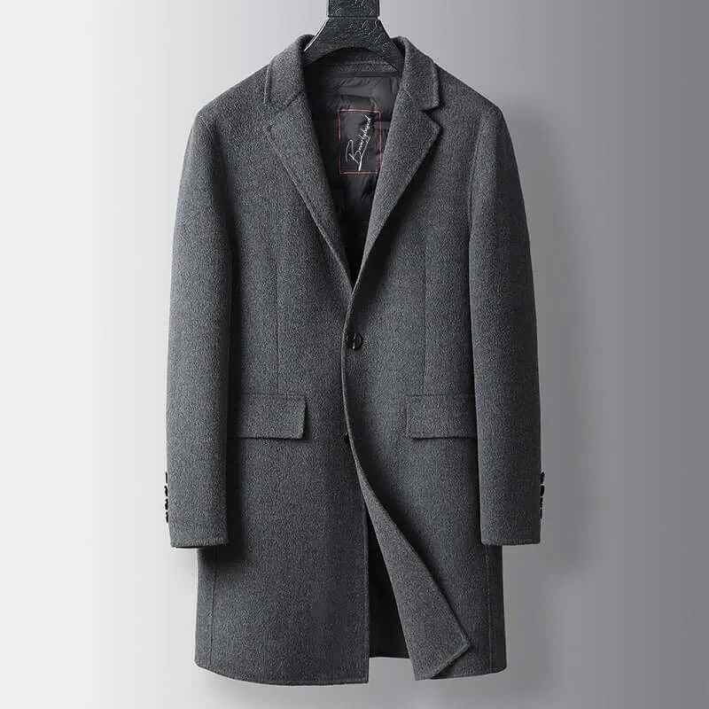 Men's Wool Blend Winter Coat with Down Lining