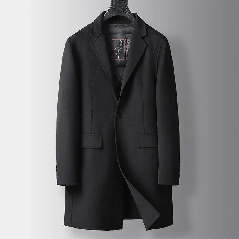 Men's Wool Blend Winter Coat with Down Lining