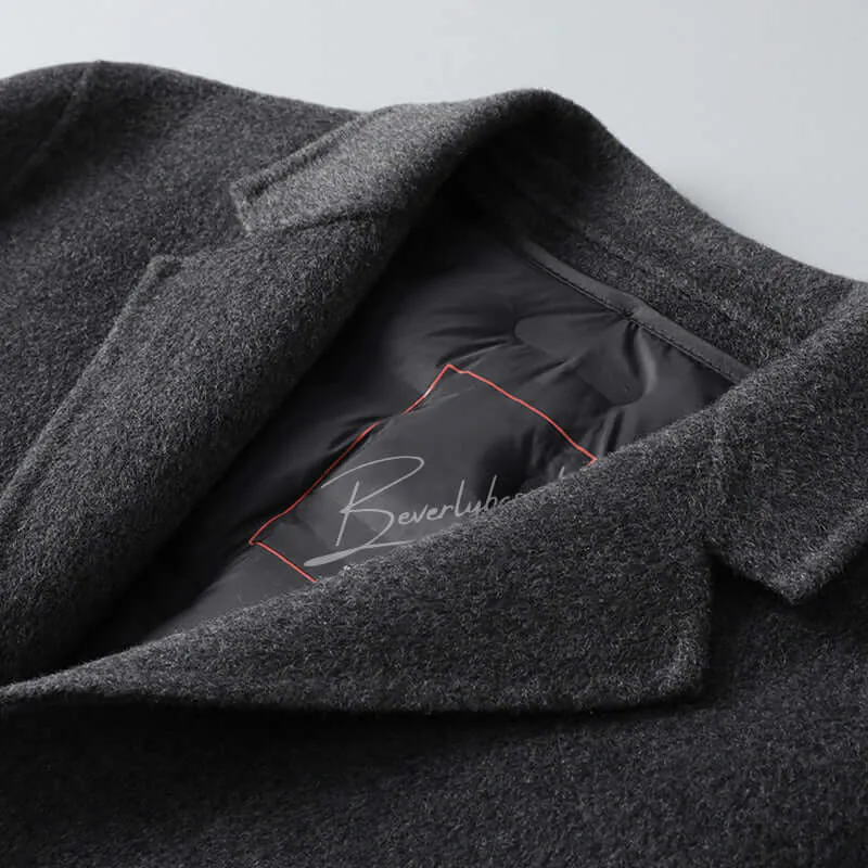 Men's Wool Blend Winter Coat with Down Lining