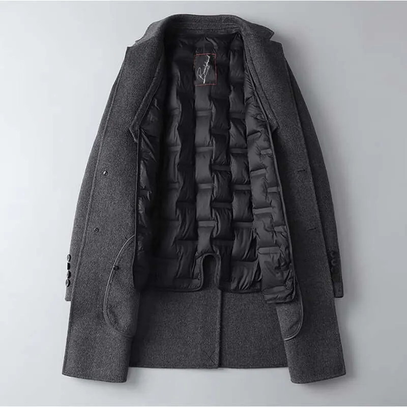 Men's Wool Blend Winter Coat with Down Lining