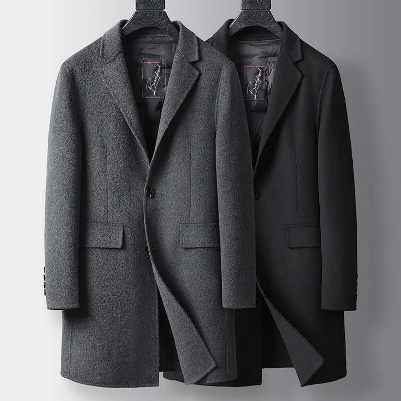 Men's Wool Blend Winter Coat with Down Lining