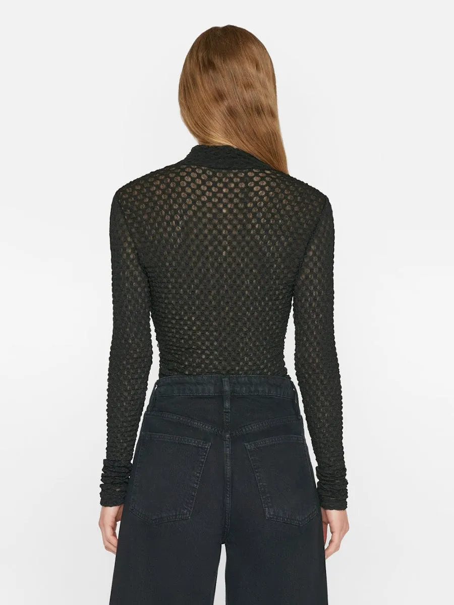 Mesh Lace Turtleneck Noir - FRAME