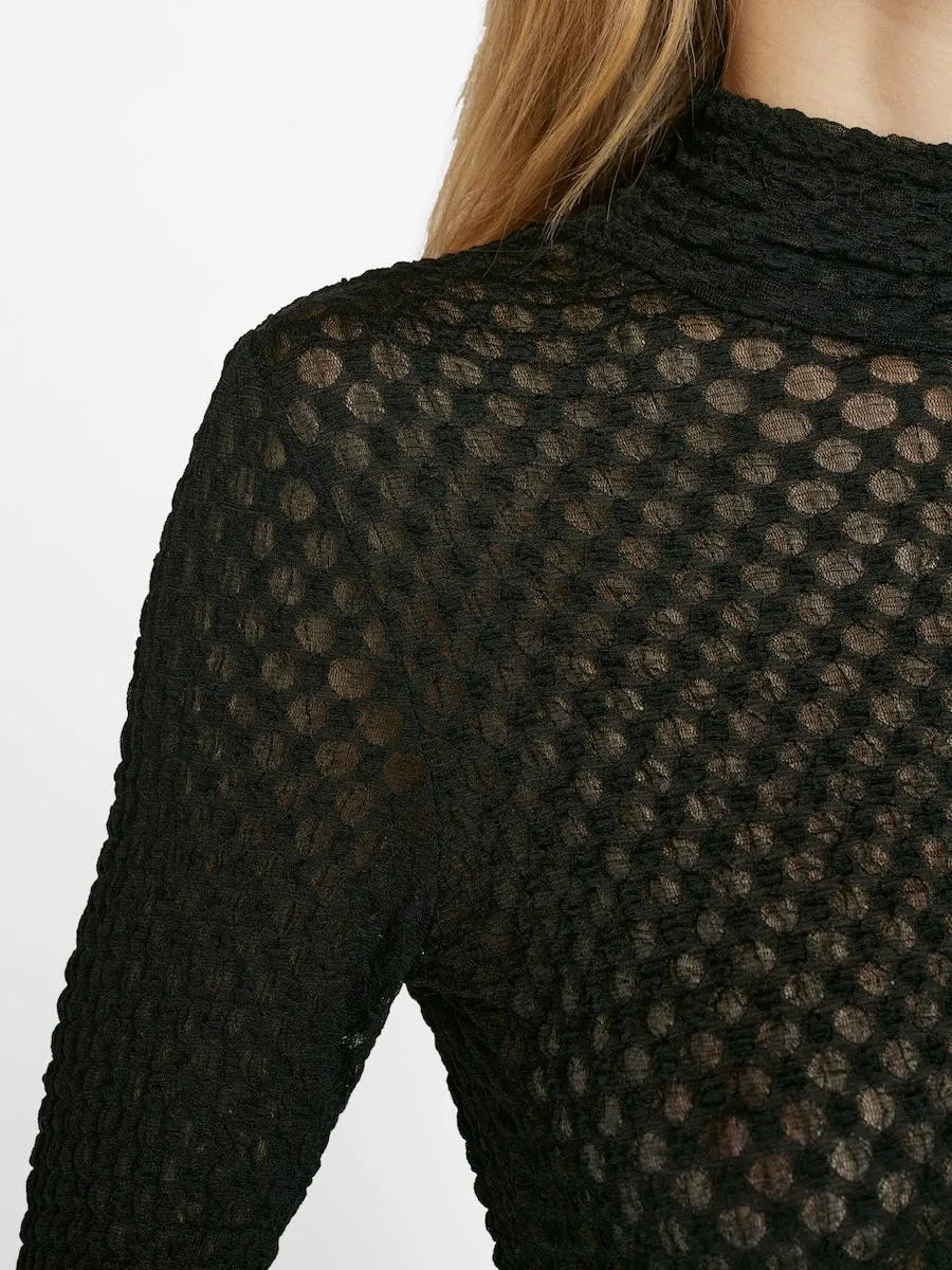 Mesh Lace Turtleneck Noir - FRAME