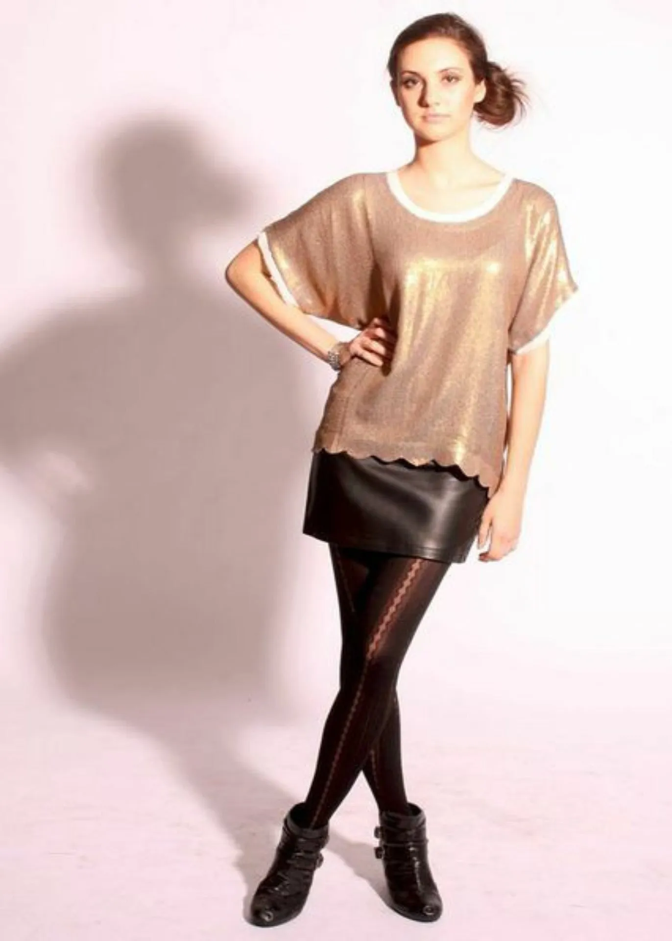 Metallic Gold all over sequins top with scalloped hem - SOLD OUT