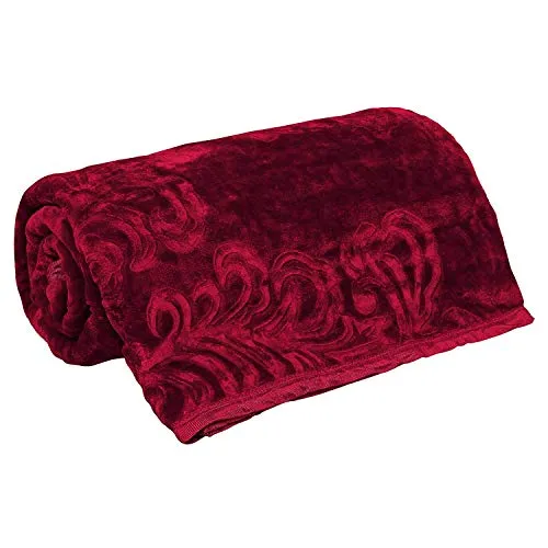 Mink Blanket, Pearl, Solid Color, Embossed, Double Bed, Maroon (color & Design may vary)