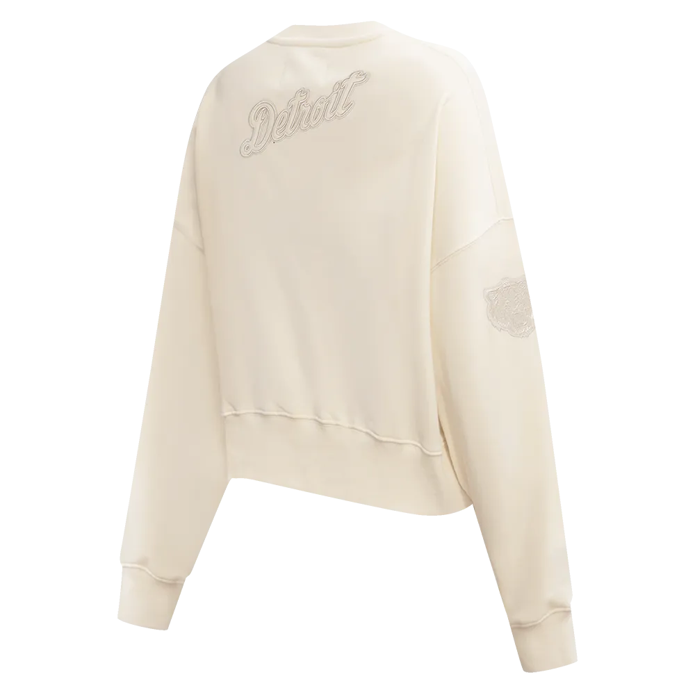 MLB DETROIT TIGERS NEUTRAL WOMEN'S CREWNECK (EGGSHELL)