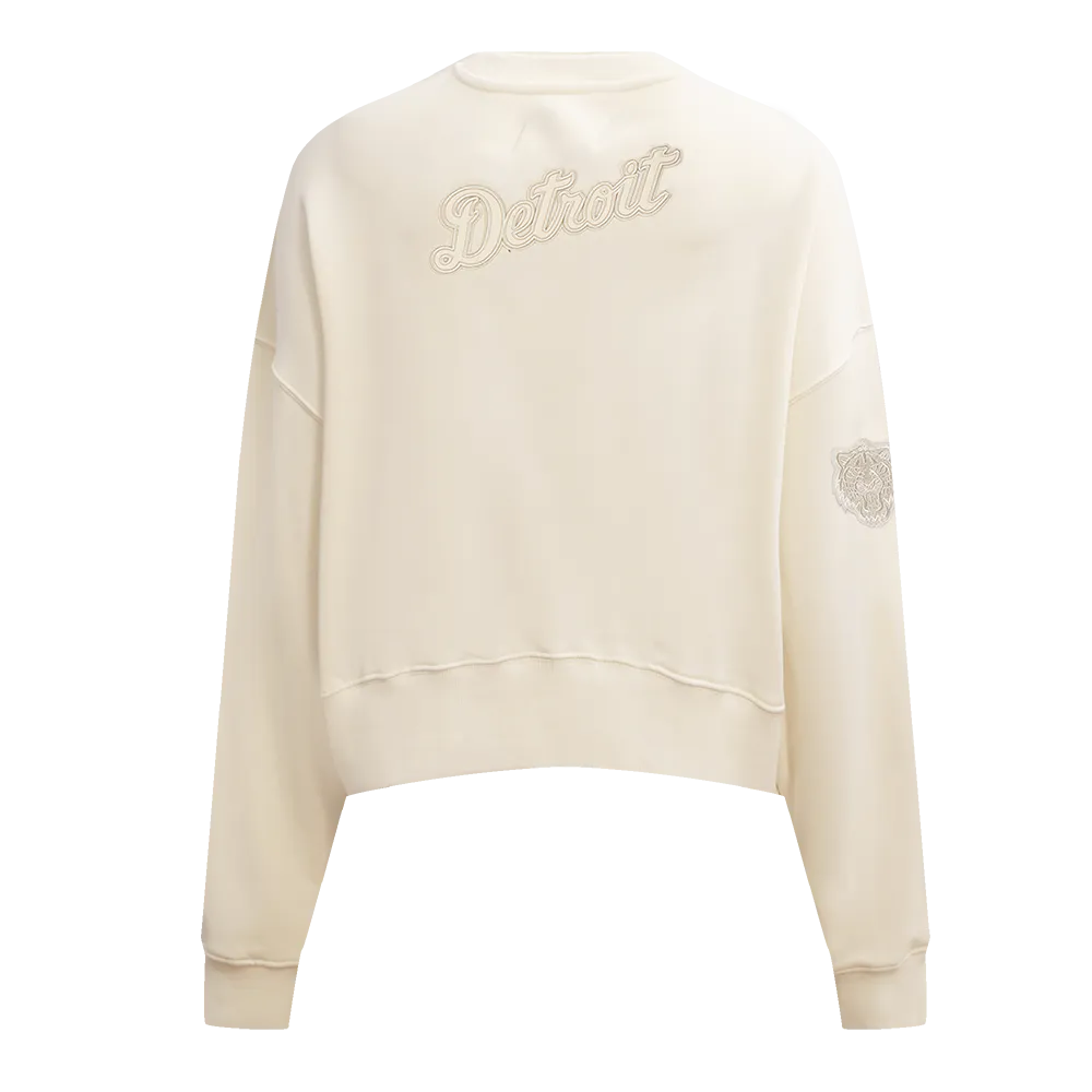 MLB DETROIT TIGERS NEUTRAL WOMEN'S CREWNECK (EGGSHELL)
