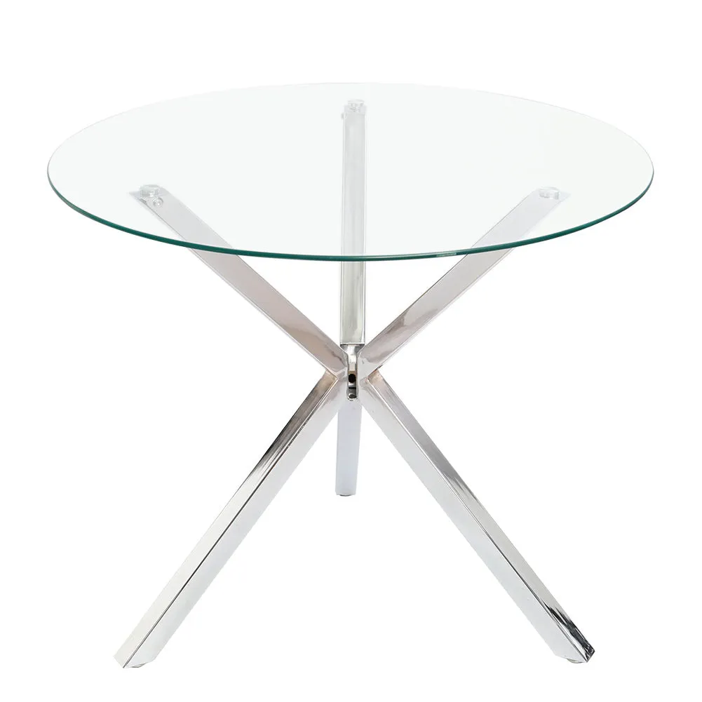 Modern Round Coffee Table Tempered Glass Dining Table with Tripod Legs