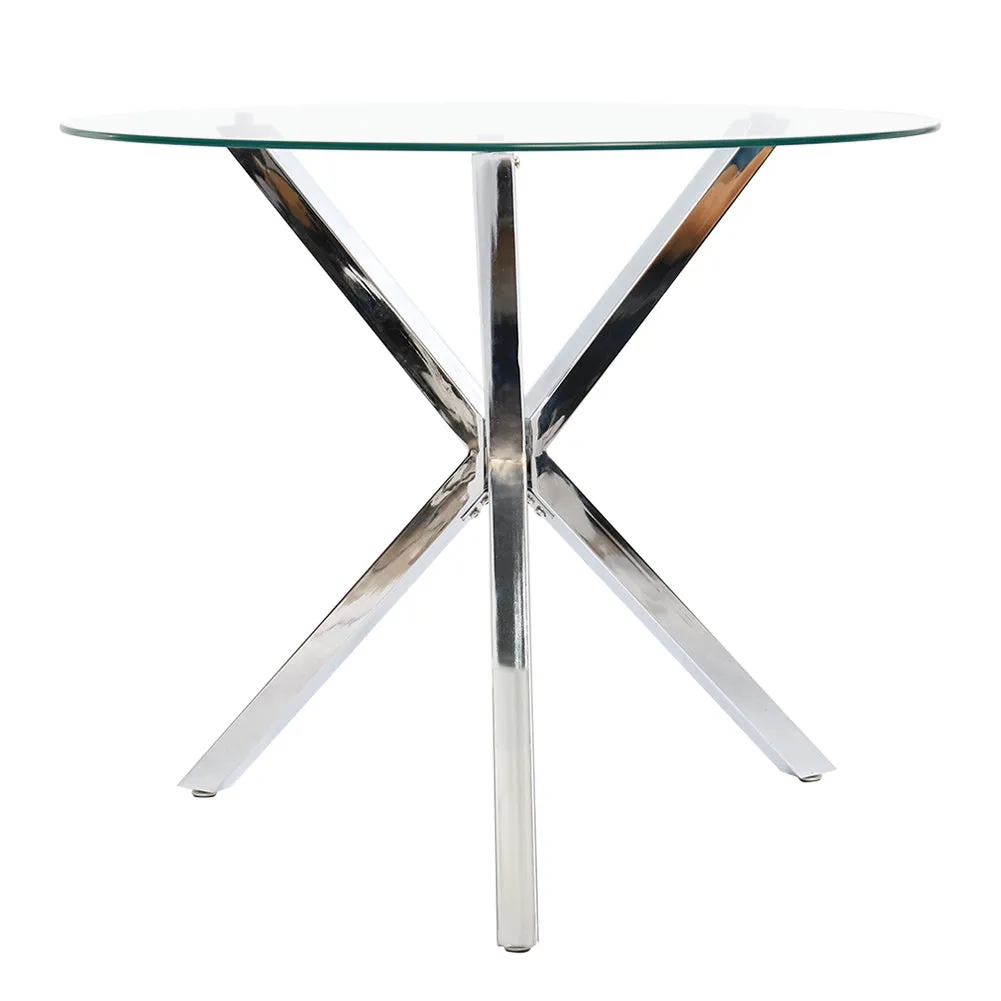 Modern Round Coffee Table Tempered Glass Dining Table with Tripod Legs