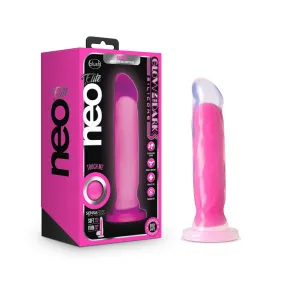 Neo Elite By Blush® | Marquee Glow In The Dark Neon Pink: 8-Inch Long Dildo - Made with Purio™ Silicone & SensaFeel® Dual Density Realistic Technology
