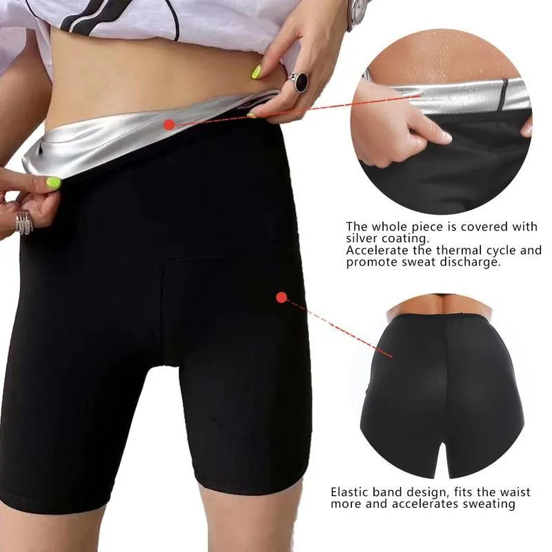 Newest Women Silver Coating Hot Sweat Body Shaper Waist Trainer Slimming Pants