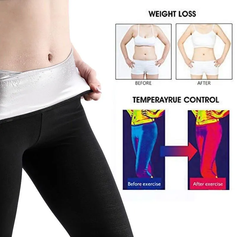 Newest Women Silver Coating Hot Sweat Body Shaper Waist Trainer Slimming Pants