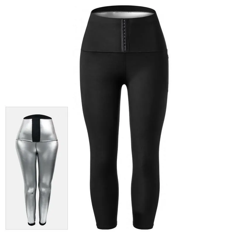 Newest Women Silver Coating Hot Sweat Body Shaper Waist Trainer Slimming Pants