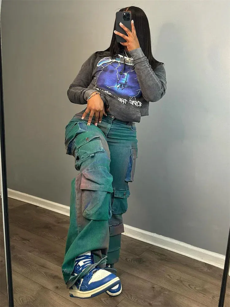 Nisha Denim High Waist Trousers Pants