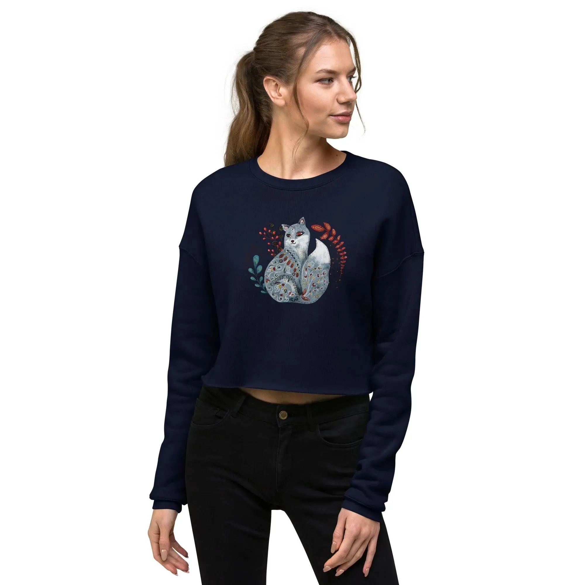 Nordic Winter Cropped Sweatshirt - Fox