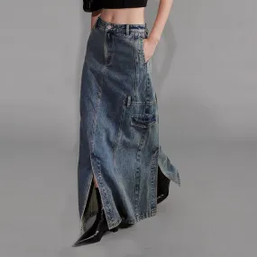 NUTH "Edge Line" Multi-pocket Design Denim Skirt