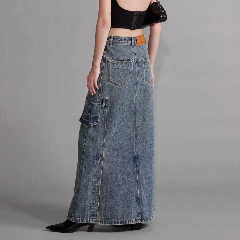 NUTH "Edge Line" Multi-pocket Design Denim Skirt