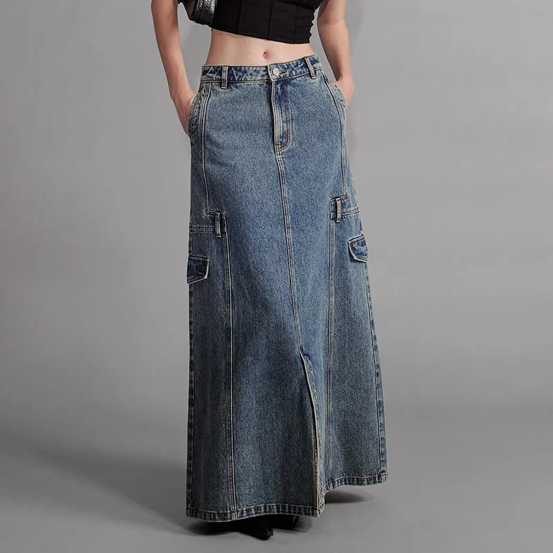 NUTH "Edge Line" Multi-pocket Design Denim Skirt