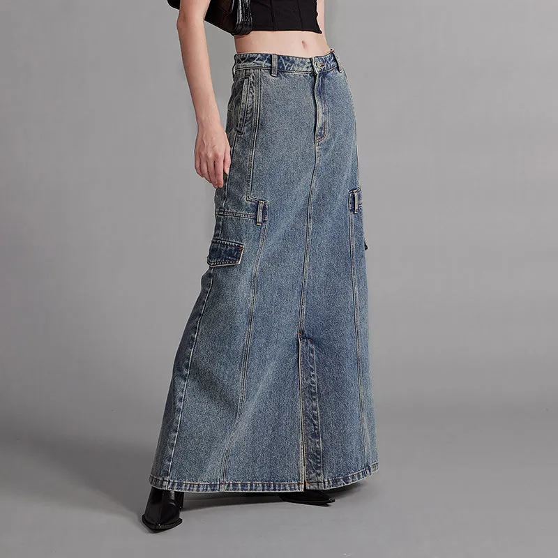 NUTH "Edge Line" Multi-pocket Design Denim Skirt