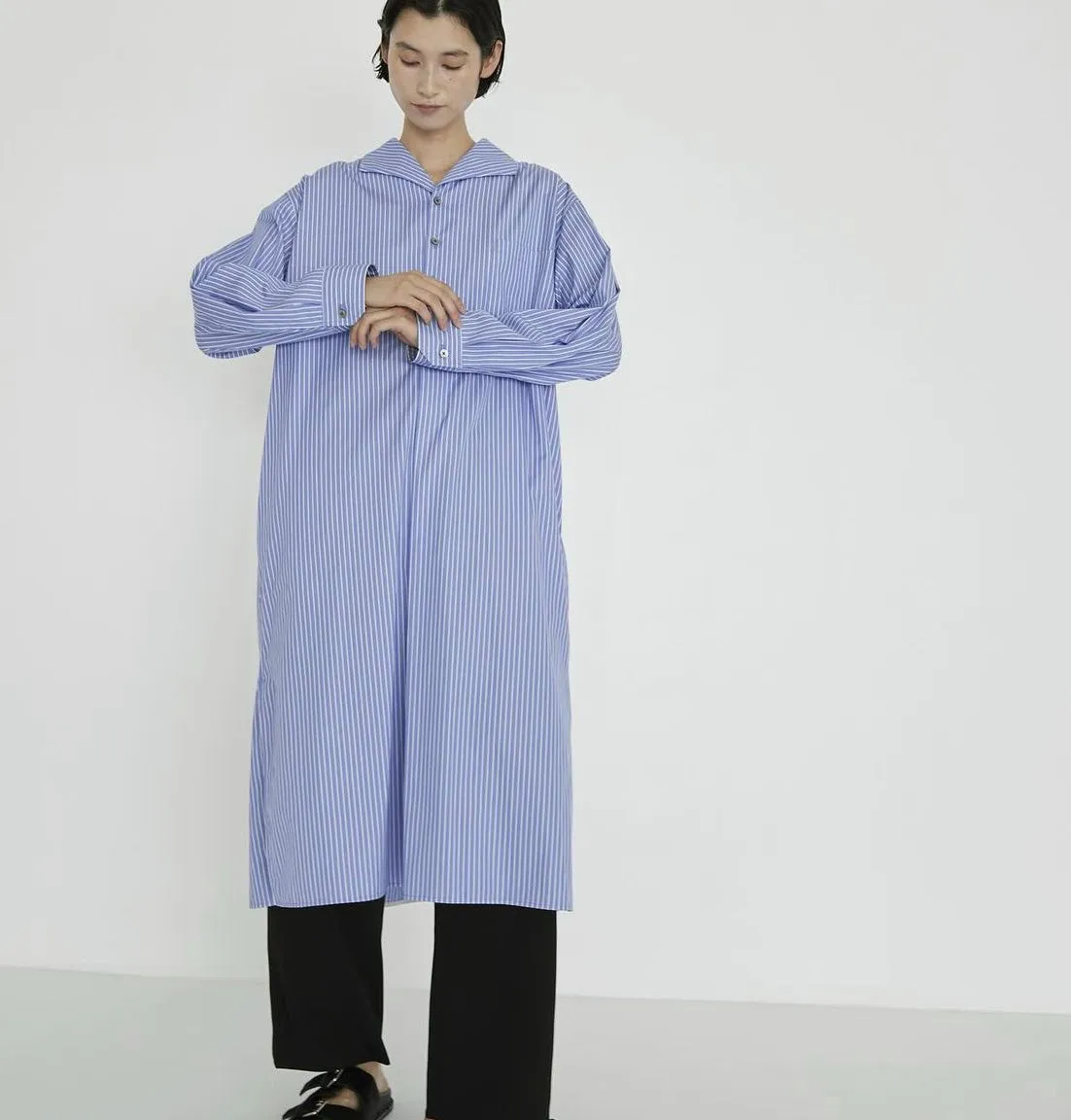 Open Collar Shirt Dress